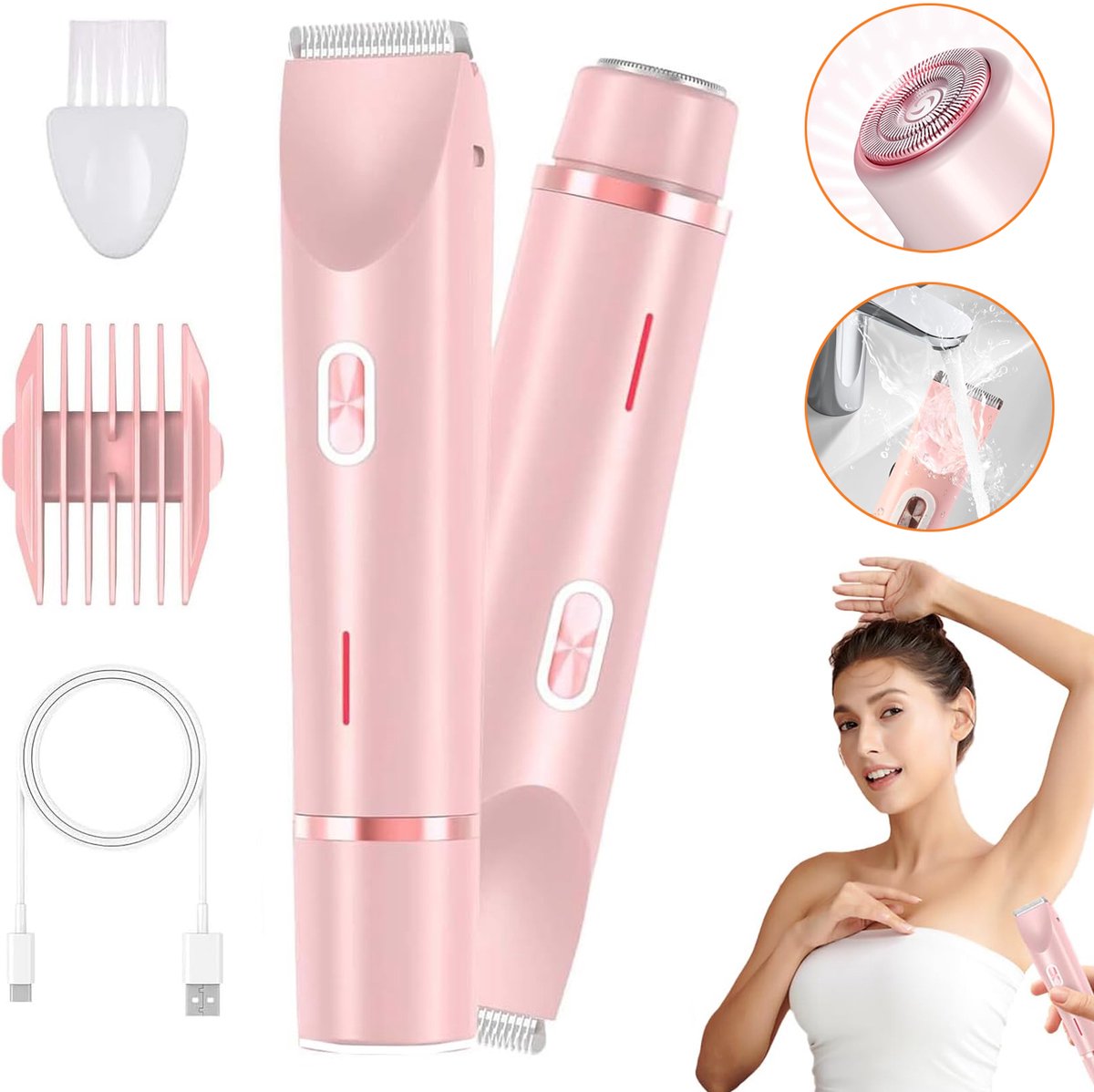 Bikini Trimmer Voor Dames - Elektrisch Damesscheerapparaat - Oplaadbaar Elektrisch Scheerapparaat - Waterdichte Bikinilijntrimmer
