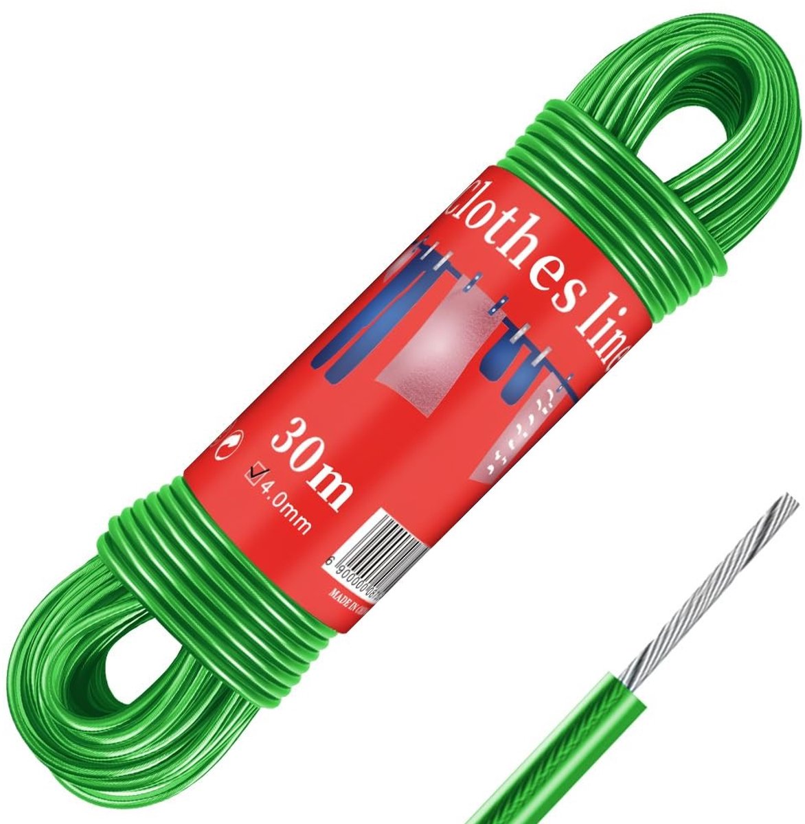 Omgoods - 30m Buitenwaslijn met Stalen Kern en PVC Coating