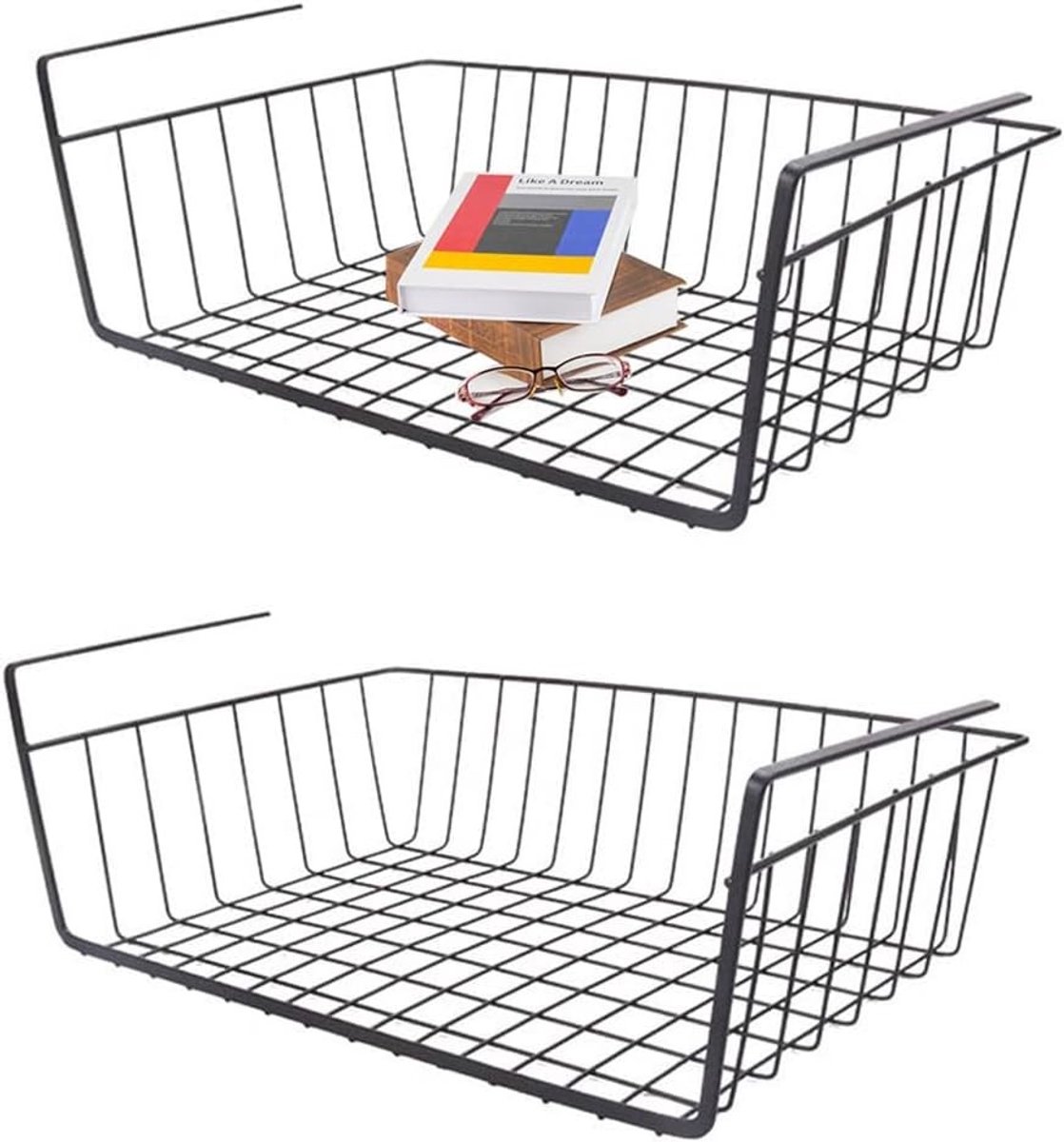 Opbergsysteem keukenkastjes - Zwart - 40,5 x 24 x 13,5 cm - Metaal Hangmand Set - Voor Keuken en Opbergruimte