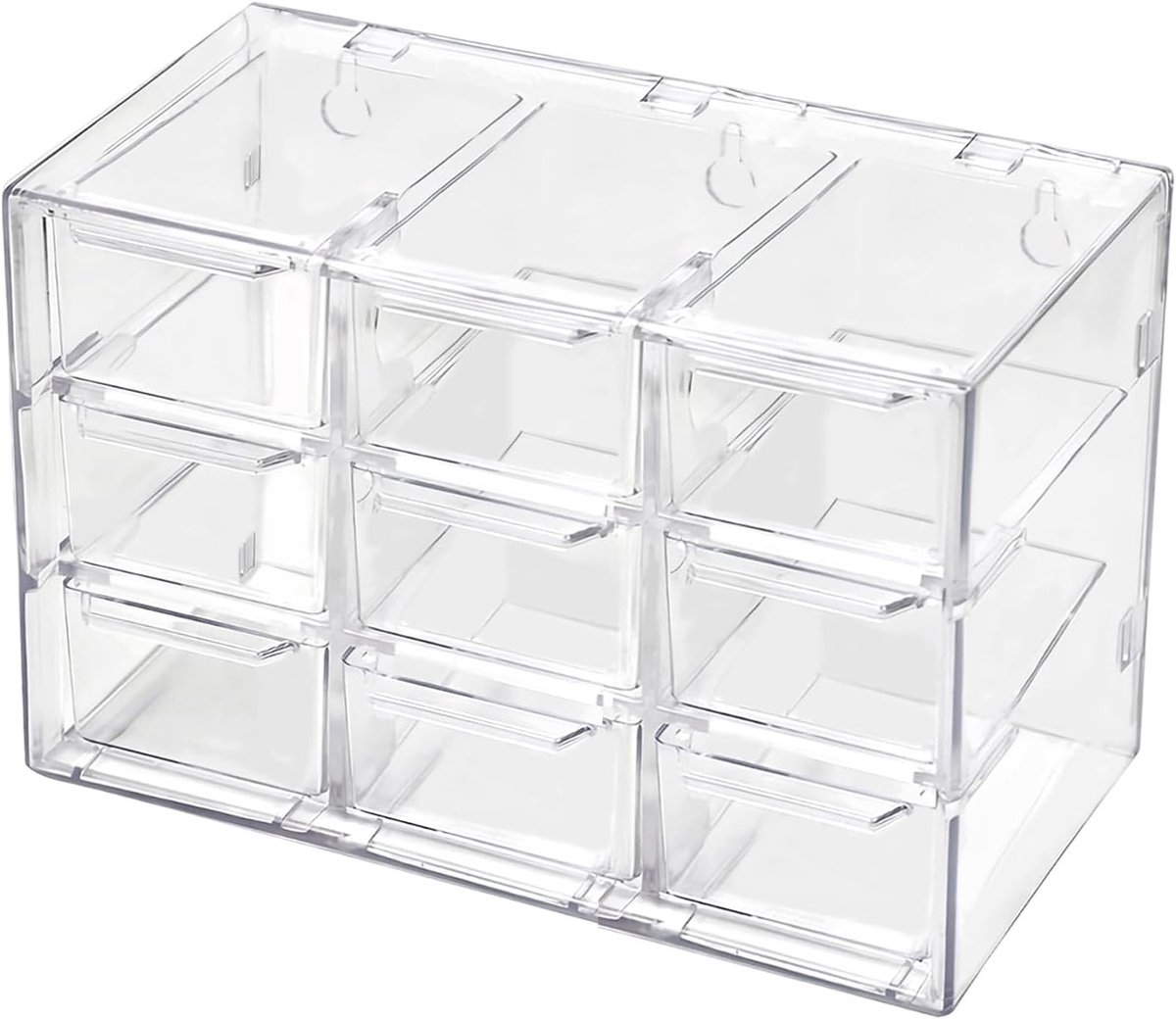 Ladenkastje - Transparant - 18 x 12 x 10 cm - Kunststof Opbergkastje met 9 Laden - Voor Bureau en Make-up