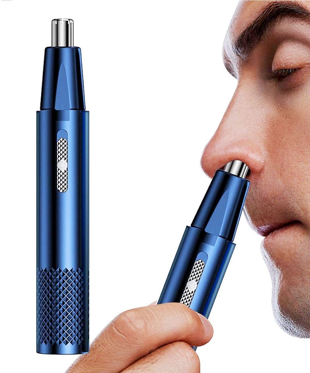 Neus-/oorhaartrimmer, USB oplaadbaar, professionele trimmer Geschikt voor 6000 toeren per minuut, precisie-verzorgingsapparaat Geschikt voor zowel mannen als vrouwen, compact formaat 15 x 1 cm, blauw.