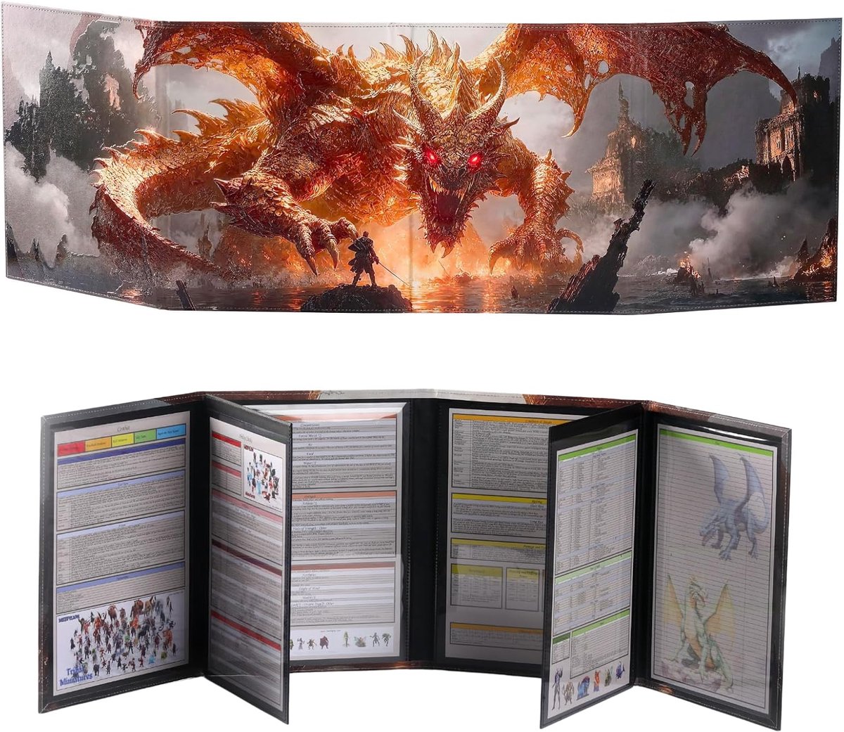 8 nat uitwisbare vakken, 3D-reliëf, accessoires voor ongeorganiseerde DM | Georganiseerde opslag speelladder paraplu, cadeau voor TTRPG rollenspel, 8 cheat sheets, Dungeon Master Terrain-accessoires