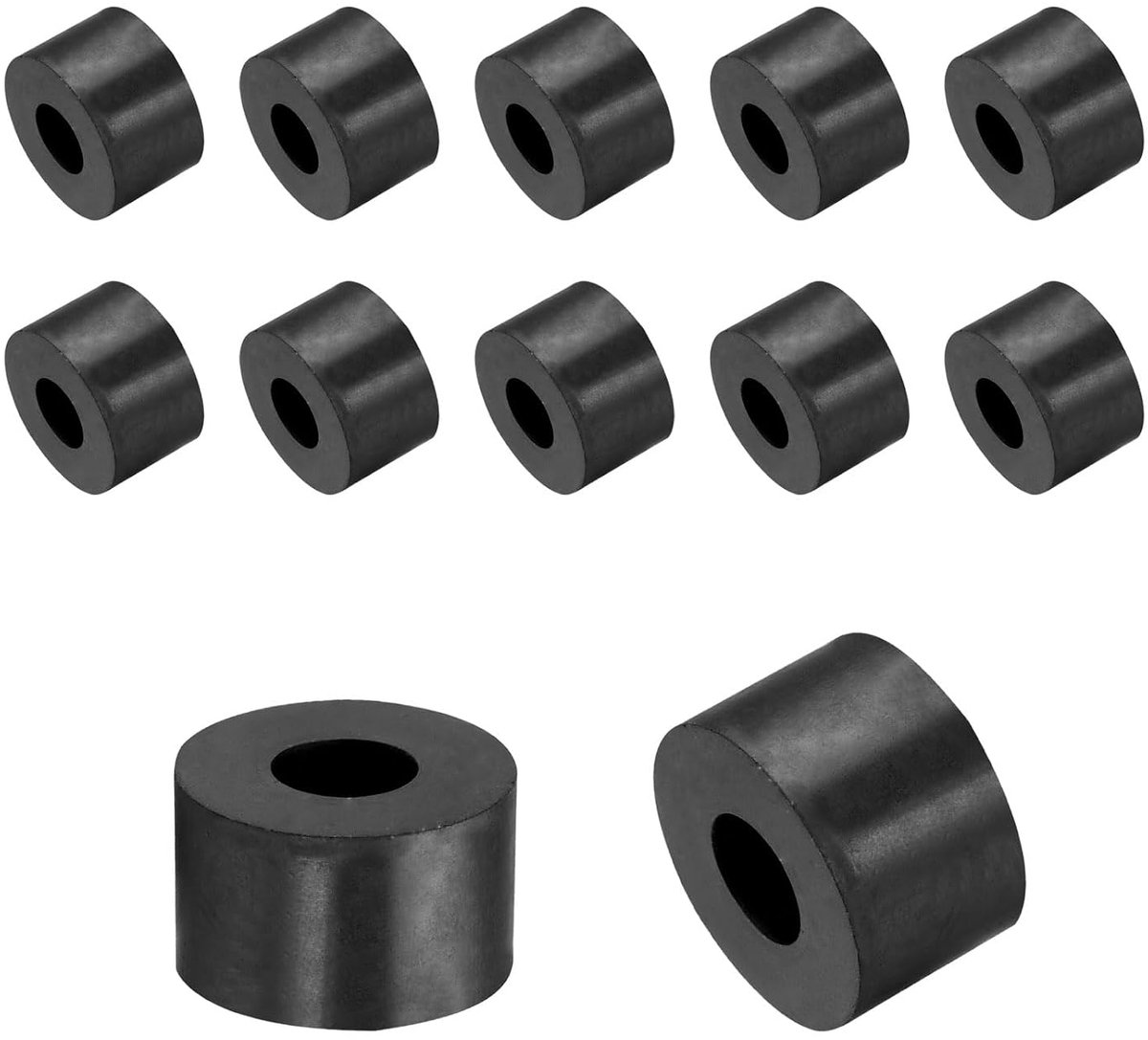 Rubberen spacer, 12 stuks, 25 mm buitendiameter, 10 mm binnendiameter, 15 mm hoogte, ronde anti-vibratiespacer, rubberen bussen, dikke rubberen schijven voor huis, auto-accessoires