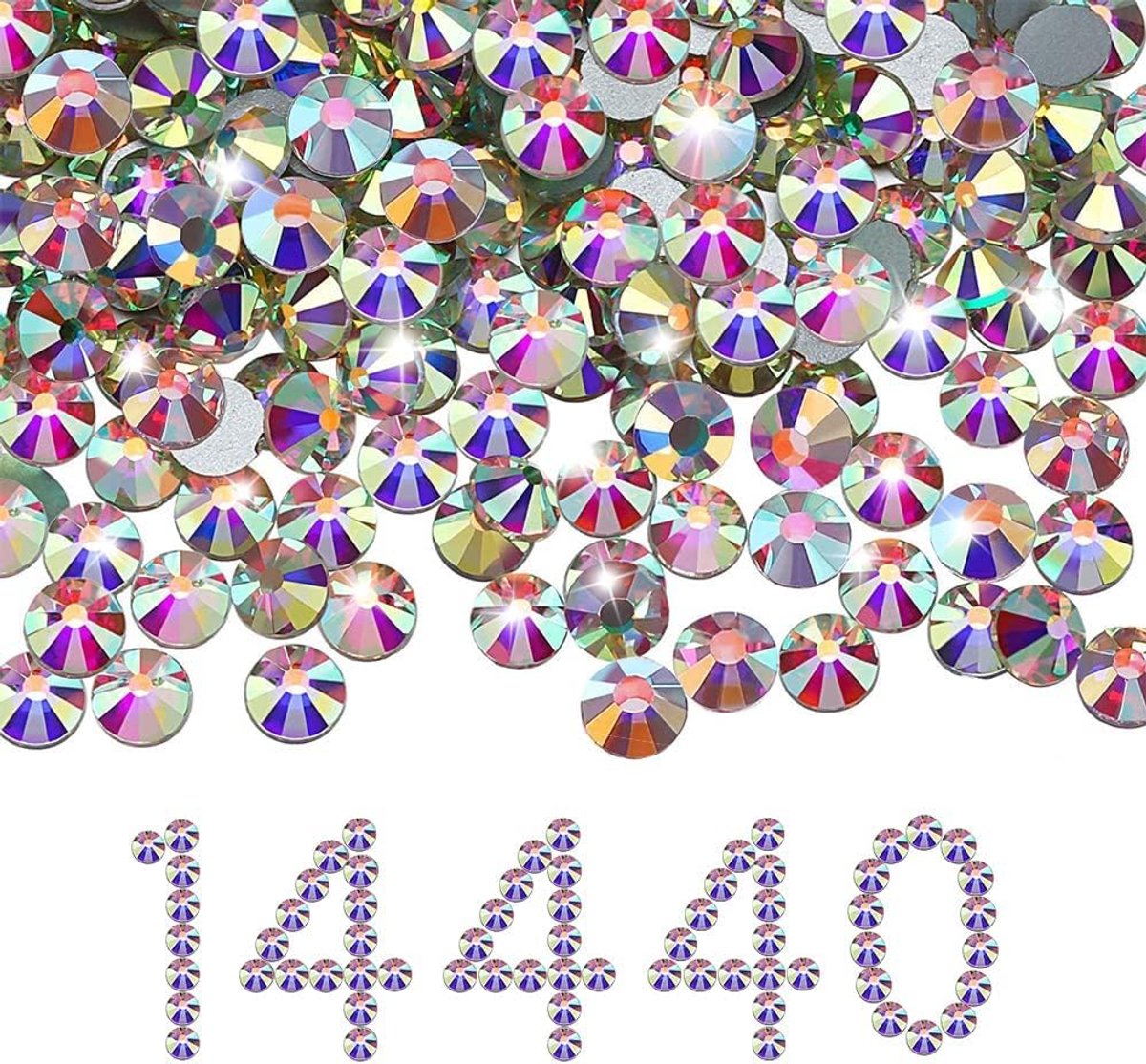 14400 stuks hotfix strass steentjes SS16 wit AB strass steentjes 2 kleuren 2 maten ronde glazen strass steentjes voor kleding schoenen doe-het-zelf ambachten (wit AB-SS16)
