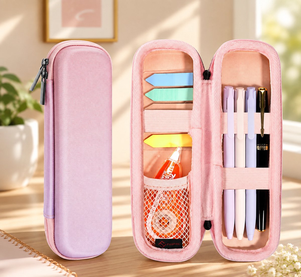 FINPAC Hard Eva Pennenetui Schokbestendig Etui voor Executive Vulpen voor Kantoor School, Roze Ombre Pink