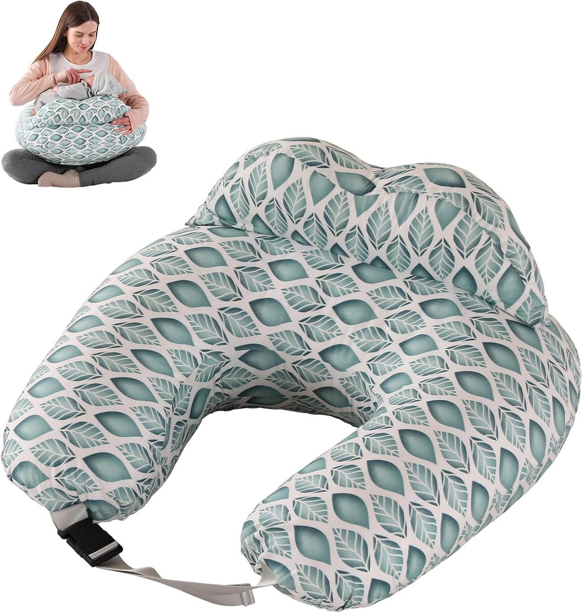 Babyvoedingskussen voor borstvoeding: 100% katoenen zwangerschapskussen, ultrazacht babyvoedingskussen met veiligheidshek, comfortabele ergonomische voedingskussens, afneembare geschenken voor