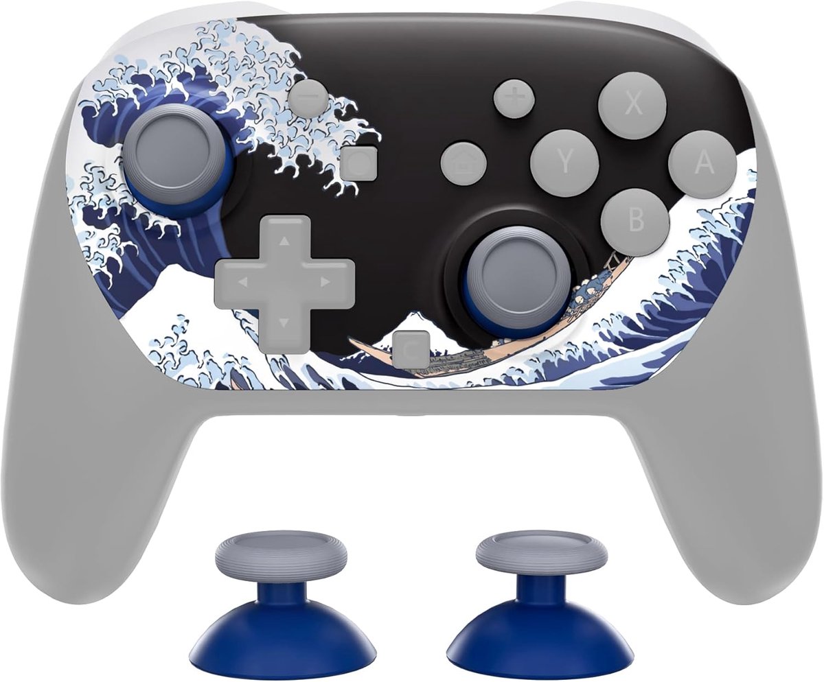 EXtremeRate Voorkant Behuizing voor Nintendo Switch 2 Pro Controller Vervangende Frontplaat voor Switch 2 Pro Inclusief Joysticks en Schroevendraaier-De Grote Golf van Kanagawa