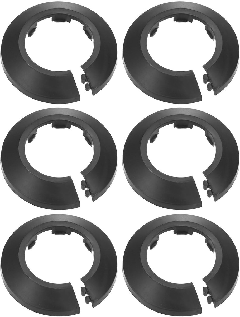 6 stuks buisafdekking, pak voor 40 mm buitendiameter flens waterpijp rozet waterpijp afvoerleiding afdekking voor radiatorpijp/waterafvoerbuis [zwart]