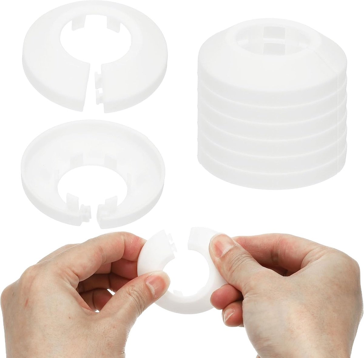 26,5 mm loodgieterswerk afdekplaten, 9 stuks muur gespleten flens pijpafdekking decoratie rozet plaat kraag flens waterpijp cover decoratie PP kunststof voor muur pijp buis gat, wit