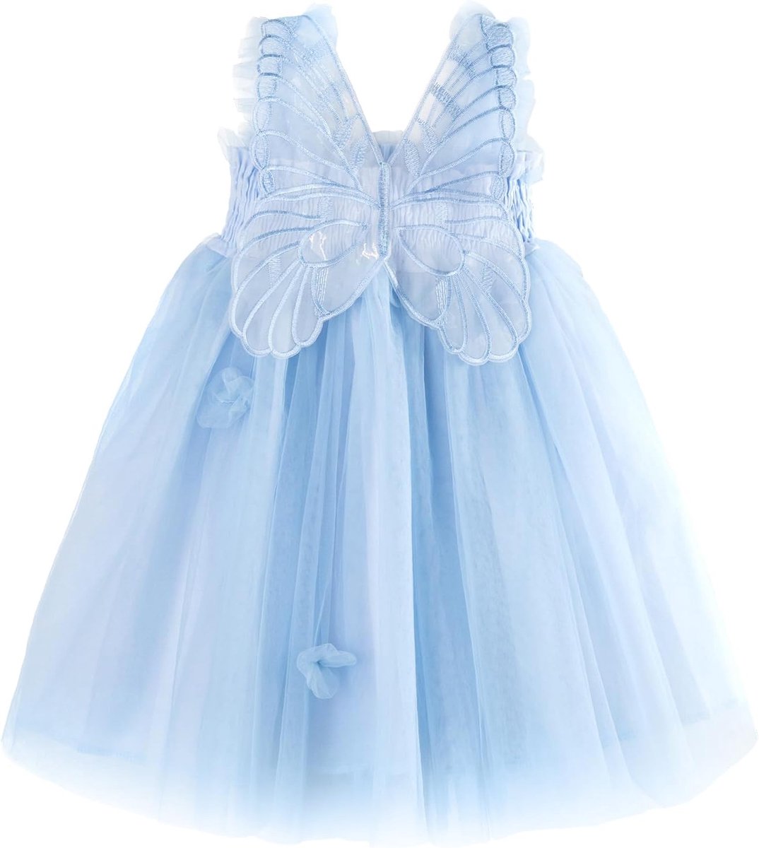 Jurken Tulle vlinder baby jurk peuter bloemen meisje jurk mouwloze prinses bloemen tutu jurk voor bruiloft feest verjaardagsjurk lichtblauw 100 2-3 jaar