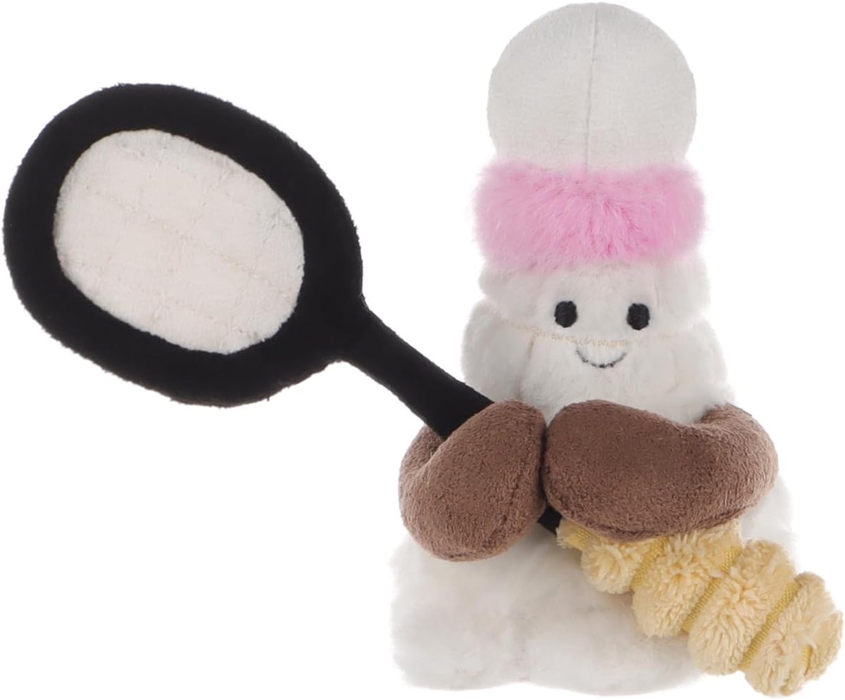 Lamb Badminton Pluche dieren voor kinderen, zacht, schattig knuffeldier voor baby's, meisjes en jongens, pluizige badminton wit, 11 cm