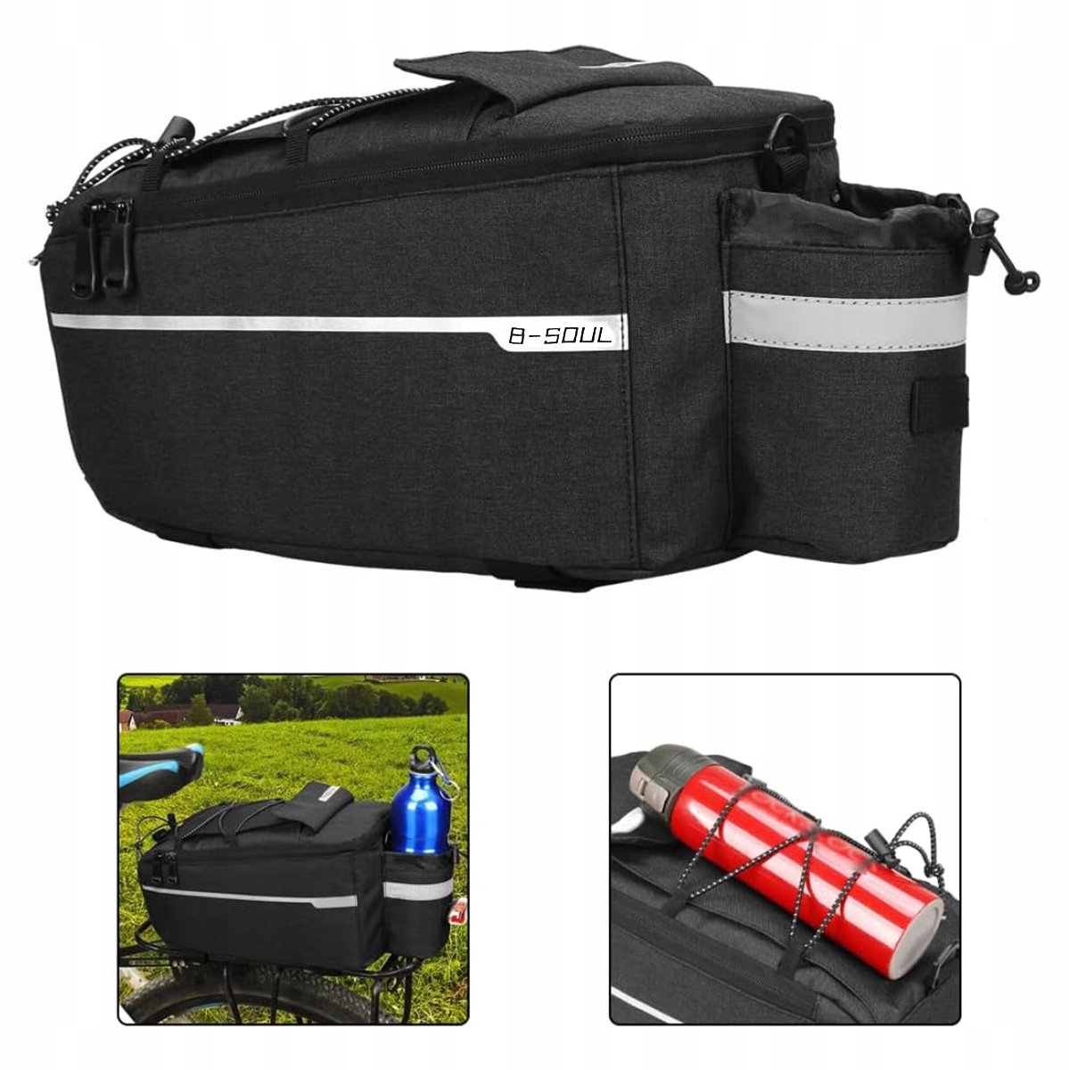 Merkloze Fietsbagagedrager Tas 10L - Thermisch, reflecterend en waterdicht