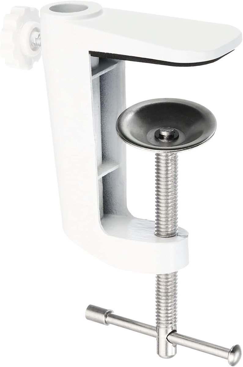 Image of 0,7 cm/0,25 "Gat Dia. Bureautafelmontageklem, universele C-vorm bureauklem met verstelbare schroef voor microfoonarmlampstandaard, wit
