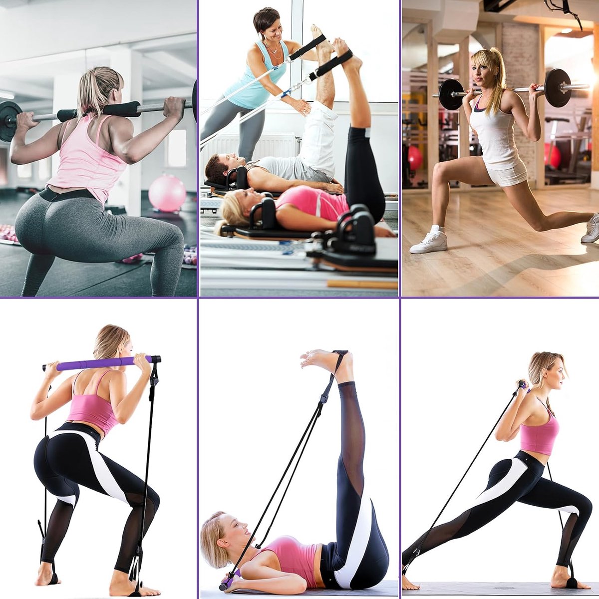 Stick Kit, met verstelbare weerstand en draagbare Pilates oefenstick, geschikt voor stretchen, yoga, shaping, training, sit-ups en gewichtsverlies