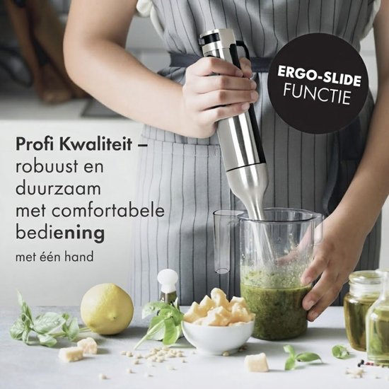 NIVA® Staafmixer Set - Traploos Verstelbaar en Turbo - Professionele Blender - Zilver - 7cm x 7cm x 41cm van Niva — afbeelding 4
