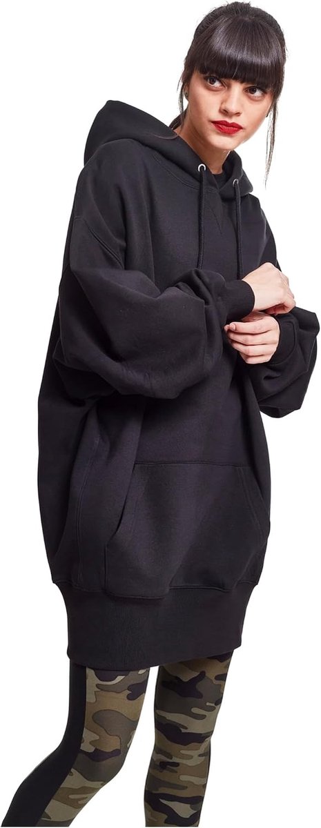 Classics Long Oversized Hoodie Trui met capuchon zwart Basics, Street wear