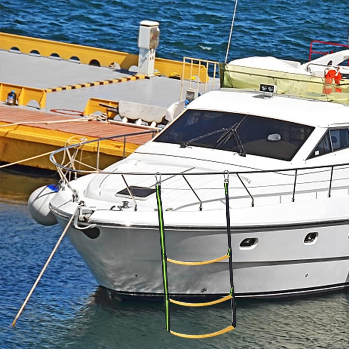 3 Stap touw ladder draagbare opvouwbare extra touw ladder voor Motorboot Kanovaren Zeilboot Outdoor Klimmen Ladders