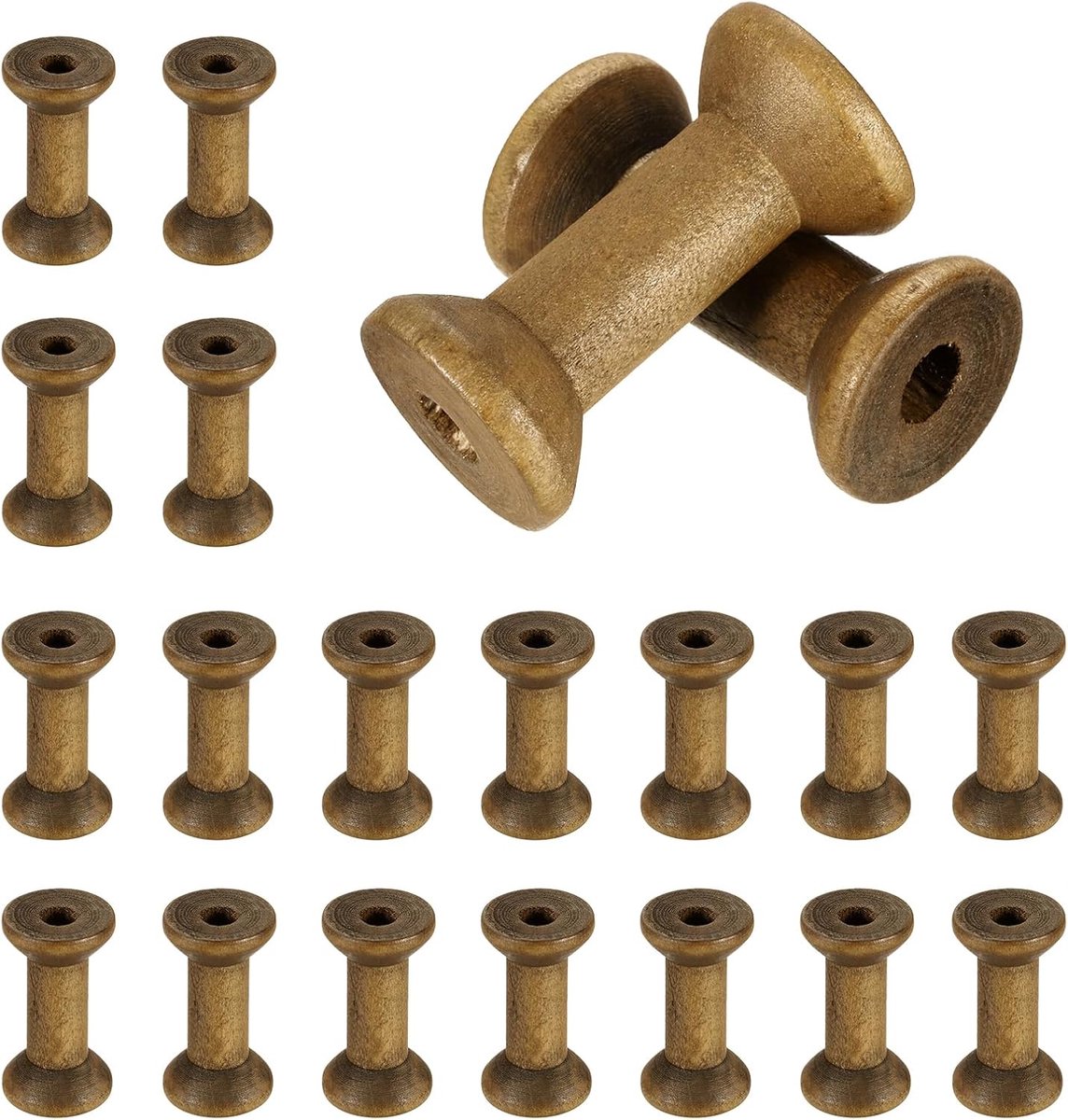 20 stuks houten spoel voor knutselwerk, 40 mm houten lege spoelen, onafgewerkte houten bandspoelen voor kunst, draad, koord, band, doe-het-zelf handwerk, wooncultuur (bruin)