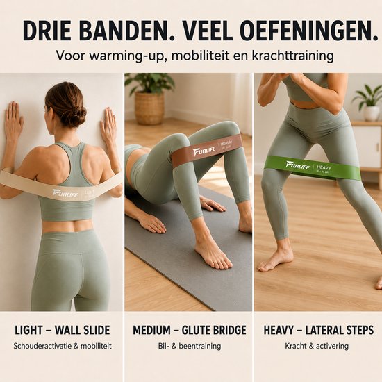 Funlife Opvouwbare Yogamat Set met 3 Weerstandsbanden - 190 x 66 cm - 10 mm Dik - Antislip Fitnessmat voor Yoga, Pilates en Thuis Workout - Grijs — afbeelding 4