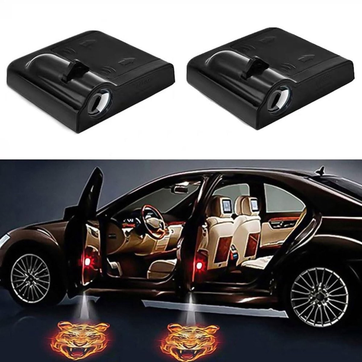 SolidKeus - LED Deurprojector met Tijgerlogo voor Auto (2 Stuks)