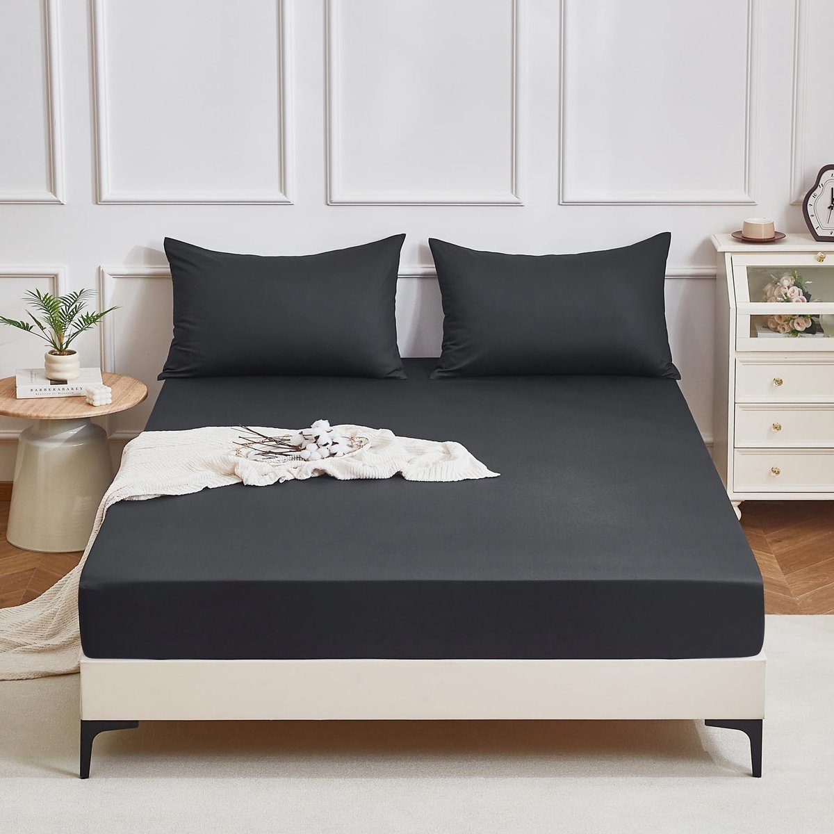 SolidKeus - Fitted Sheet 90 x 200 cm Katoen Grijs
