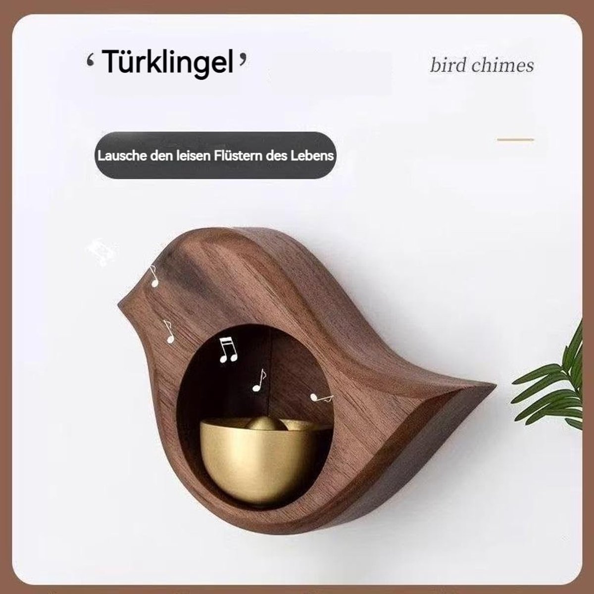 SolidKeus - Handgemaakte Houten Deurbel met Messing