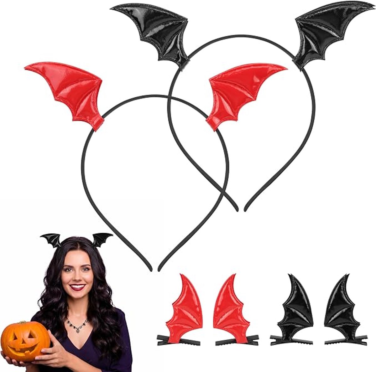 Hoofdbanden Halloween Set - Halloween Hoofdband - Vleermuis Hoofdband - Halloween Accessoires - Cosplay Hoofddeksel - Kostuumaccessoires - 4 Stuks - Voor kinderen en dames