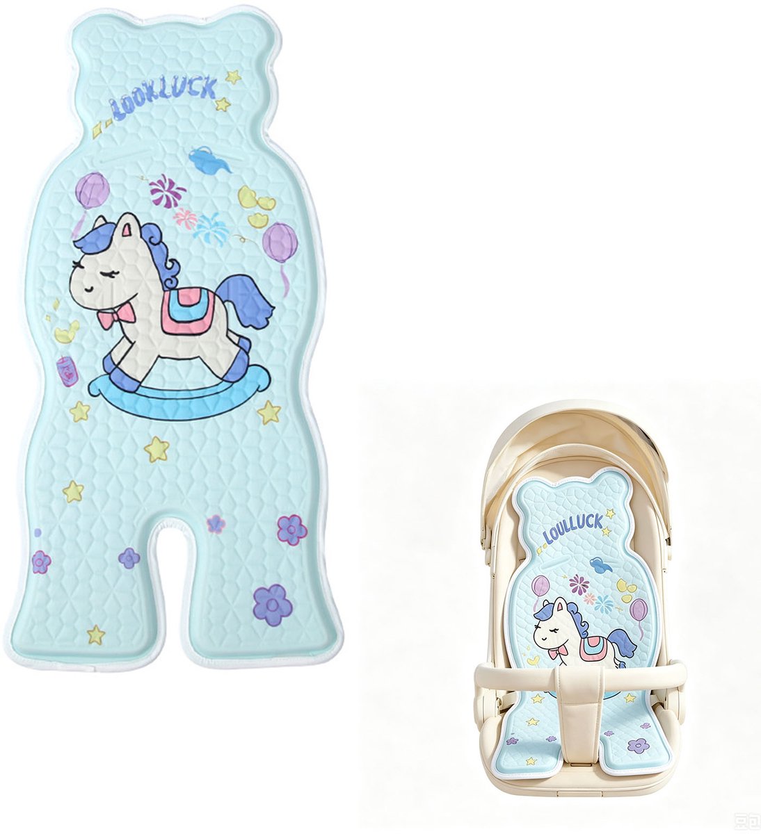 Koelmat voor kinderwagen – Koelmatje voor kinderwagens – Zitkussen voor kinderwagen – Koelmat/-pad voor kinderwagen – Geschikt voor kinderwagens, autostoeltjes, wiegjes en ledikantjes – Blauw