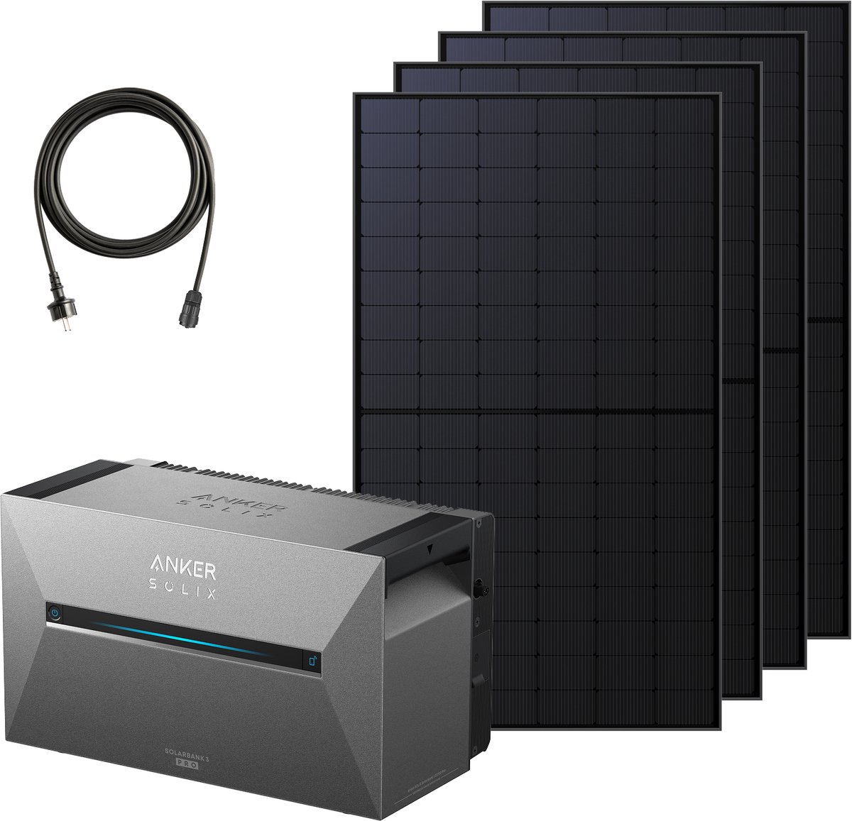 Anker SOLIX Solarbank 3 E2700 Pro 2680Wh + 4× 500W zonnepanelen, Tot 16kWh capaciteit, 4 MPPT's met 3600W, 1200W bidirectioneel opladen, Anker Intelligence en Plug&Play