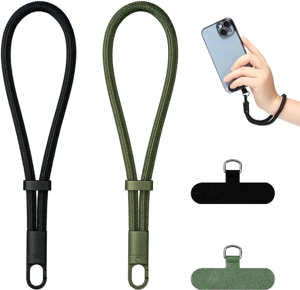 SolidKeus - 2 Stuks Korte Telefoonkettingen met Universele Lanyards