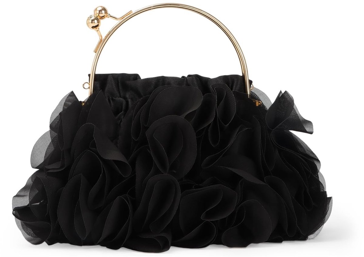 SolidKeus - Elegante Bloemen Clutch Tas van Zacht Satijn voor Avondgebruik