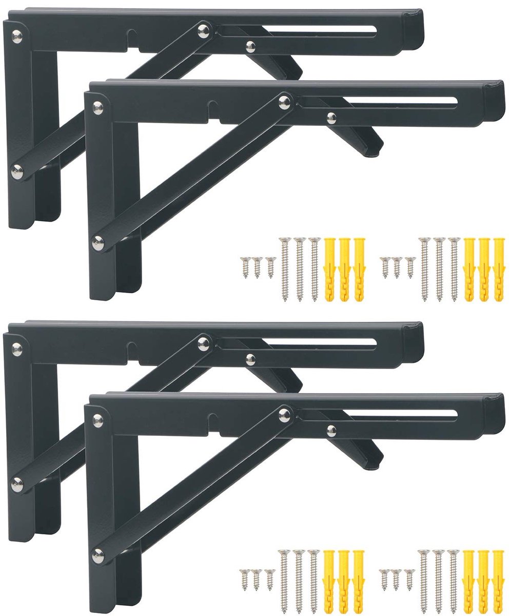 SolidKeus - Set van 4 Vouwbare RVS Plankbeugels