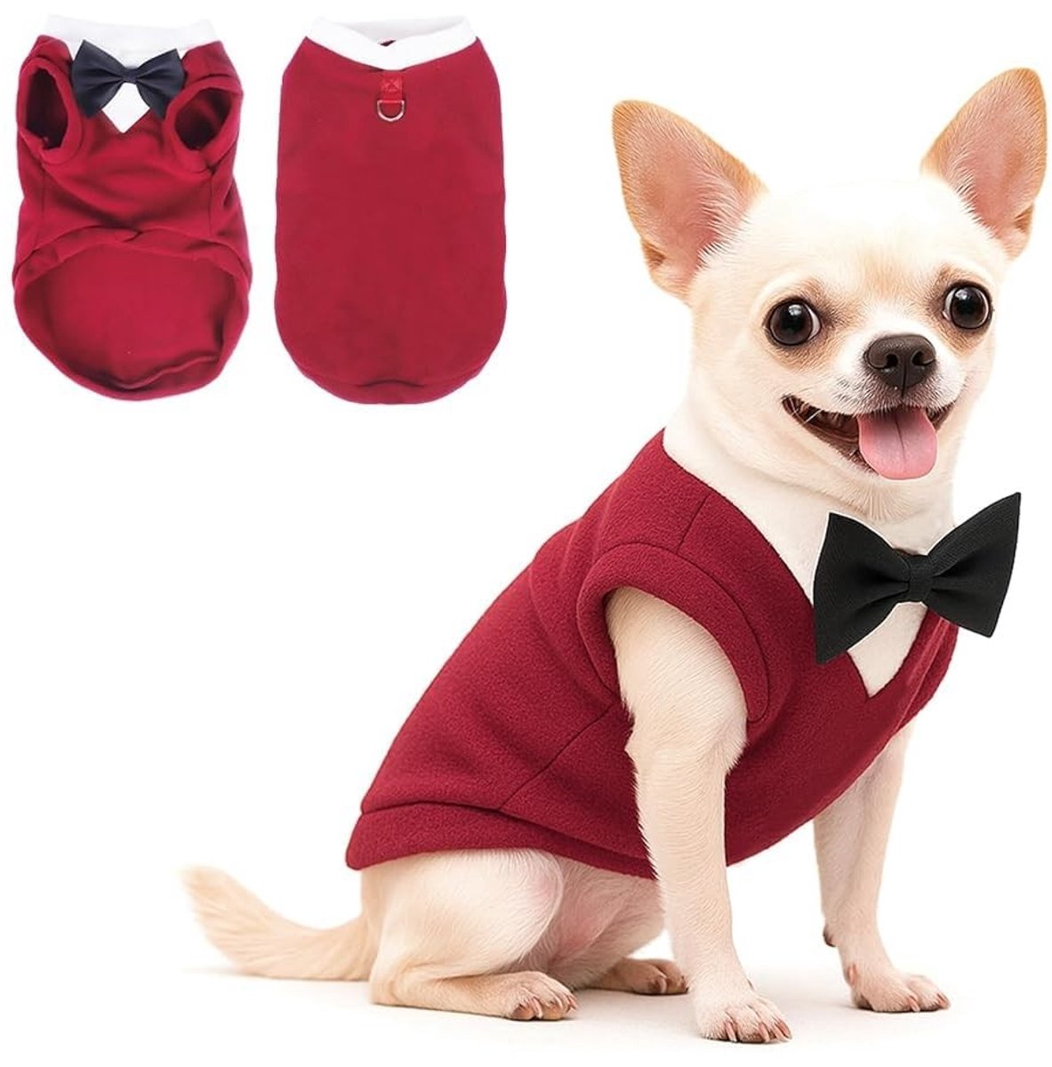 SolidKeus - Honden Tuxedo Sweater met Strikje voor Feestdagen