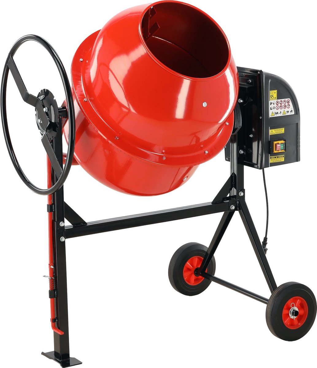 YATO Elektrische Betonmolen YT-90603 - 180 Liter - 800W (100% Koperen Wikkeling) - Gietijzeren Tandkrans - Professionele Betonmixer & Speciemolen op Wielen