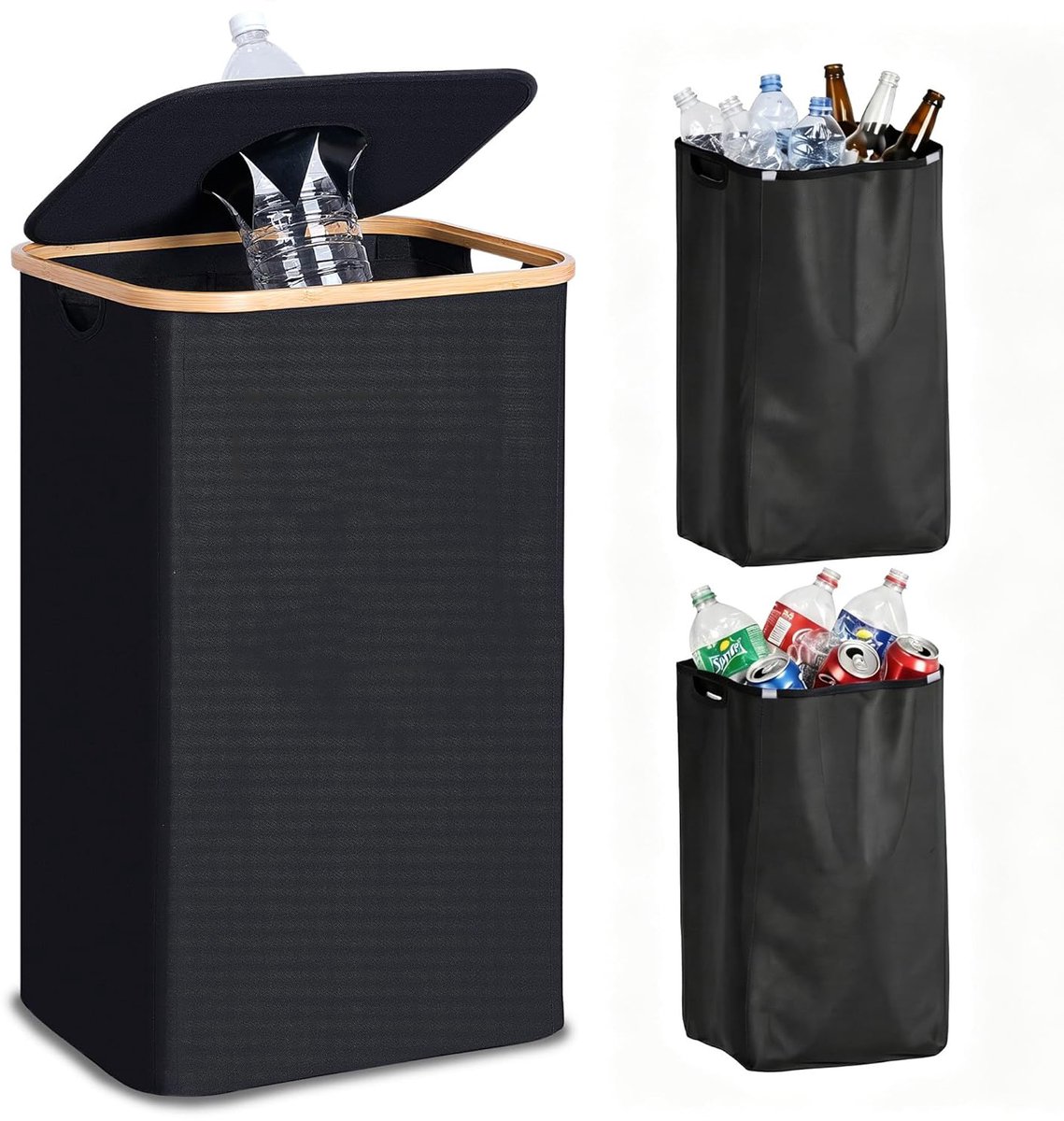 Recycling Bin For Kitchen - 100l Afvalbak Voor Recycling - Wasmand - Flessenrecyclingcontainer - Uitneembare En Herbruikbare Binnentas