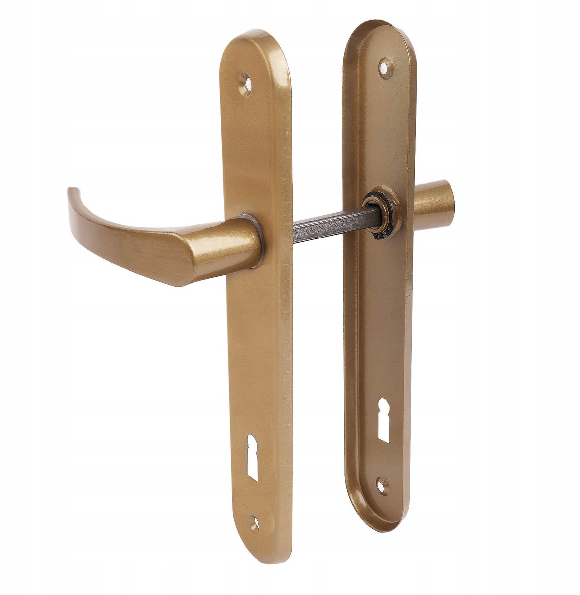 Seger Deurkruk met Lang Schild, 60mm, Sleutelgat, Goud