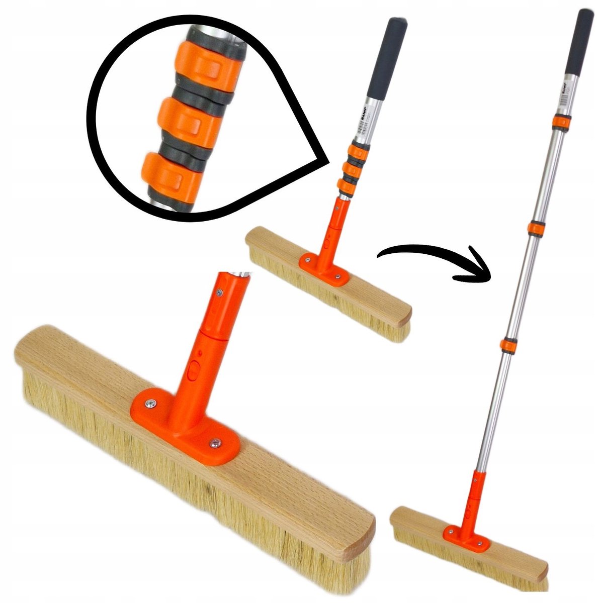 Autoborstel 40cm Natuurhaar, Verstelbare Steel 60-130cm