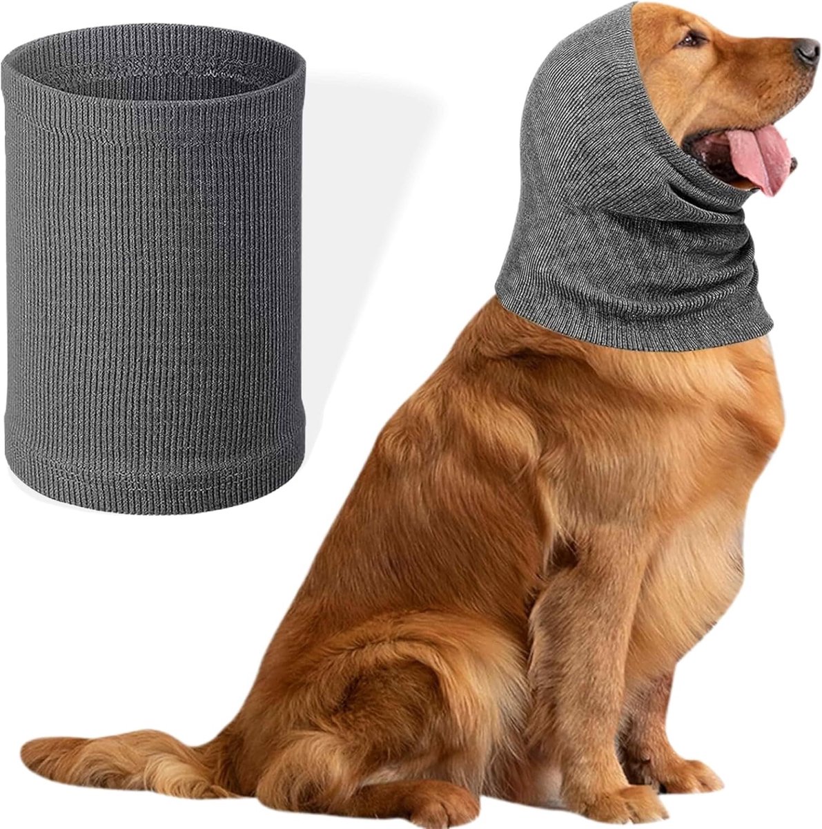 Hals- en Oorbescherming voor Honden, Verminder Geluid en Verlicht Angst met Wasbare Winterhoofdbescherming Maat S in Grijs