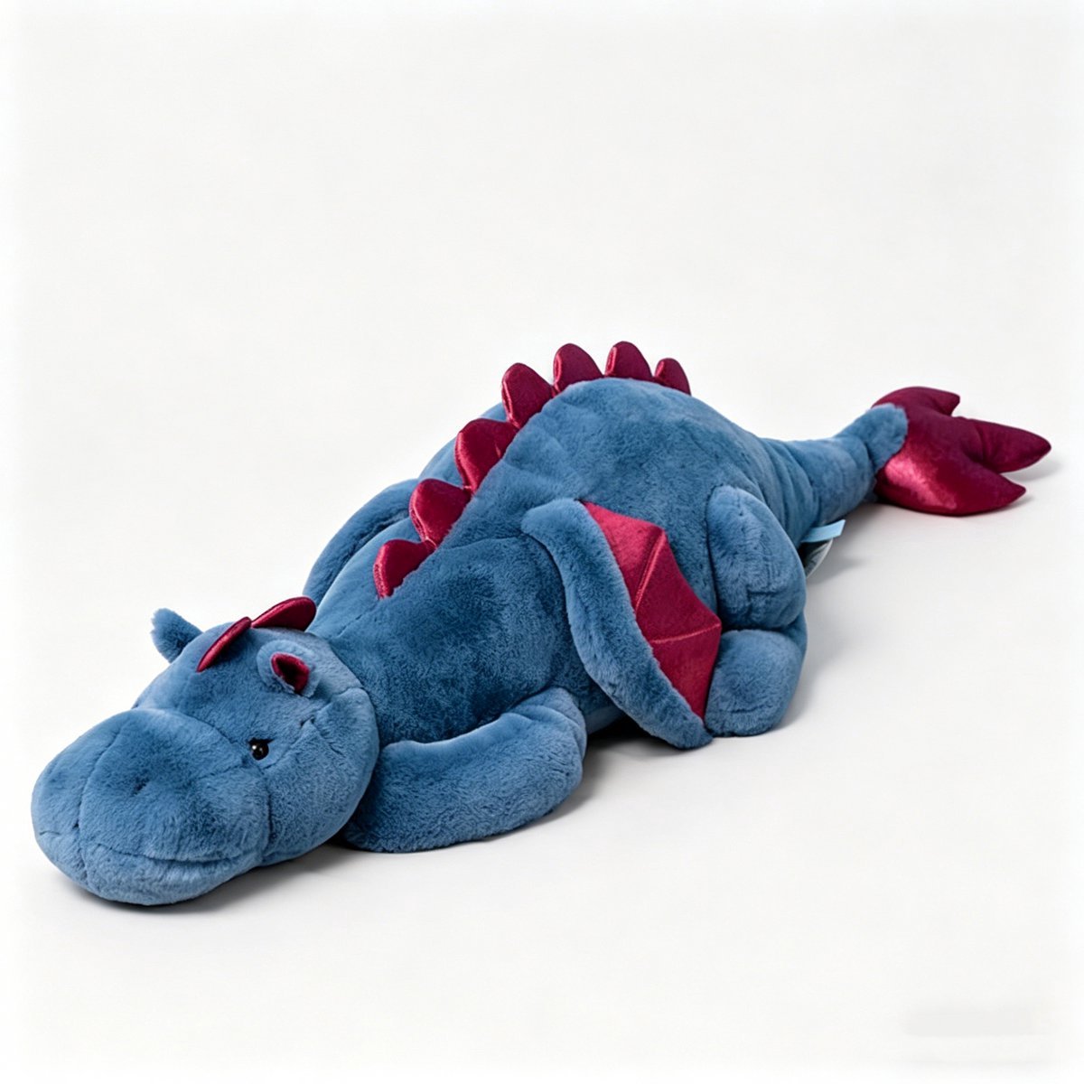 Casalora Pluche Knuffel – 110 cm – Grote Pluche Draak Knuffel – Zacht Lichaamskussen – Grappig Decoratief Bedkussen – Schattig Drakenkussen – Blauw – Drakenpop