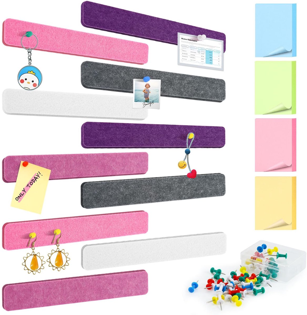 Omgoods - Set van 10 Zelfklevende Viltborden met Push Pins