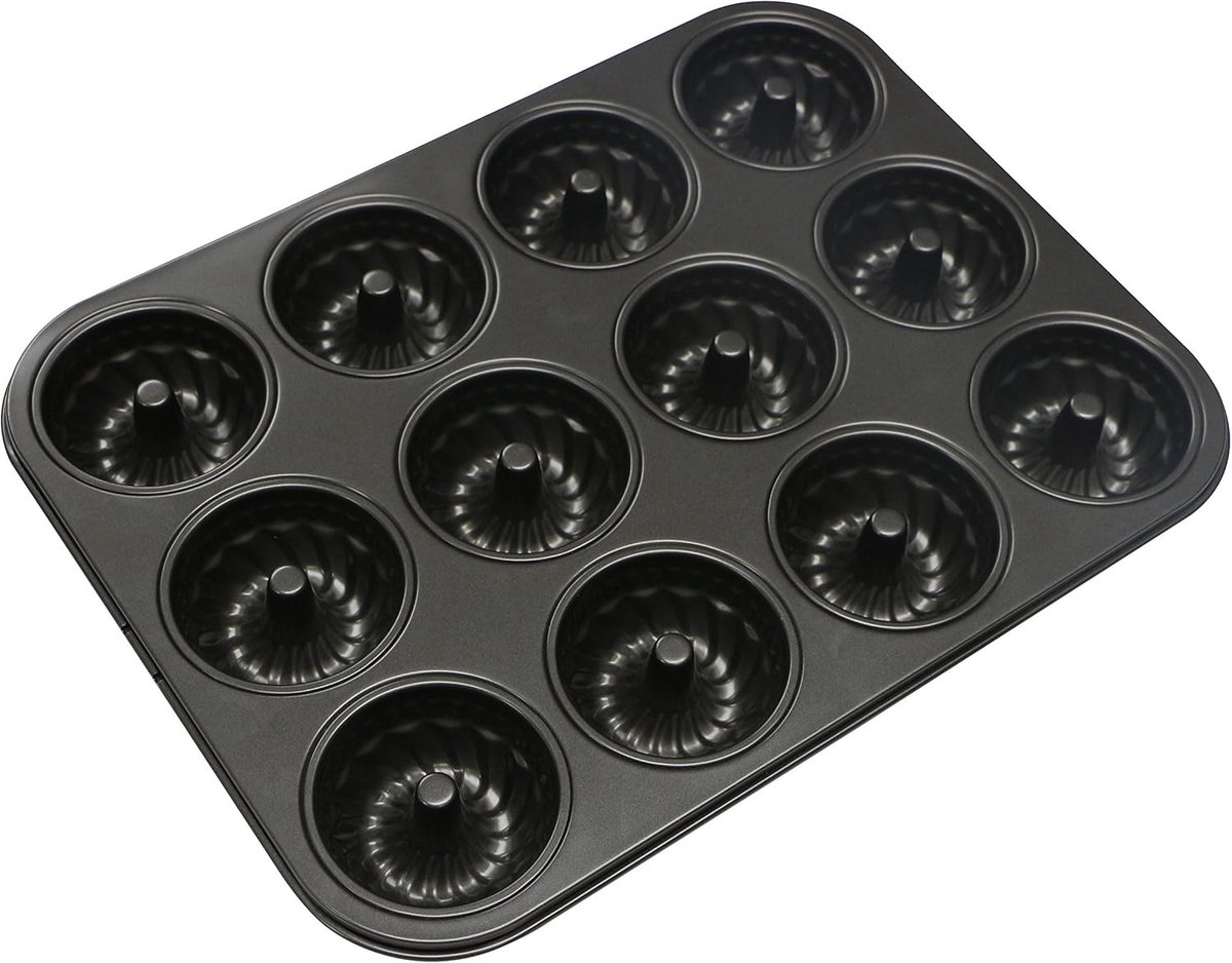 Mini Ring Cake Vorm voor Muffins, Cupcakes en Pudding - Antiaanbaklaag, Staal, Diameter 7 cm, Perfect voor Bakken