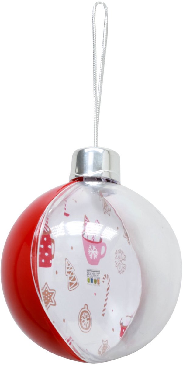 Deknudt Frames kerstbal S66FJ4 - rood/transparant -foto: 8x8,50 cm