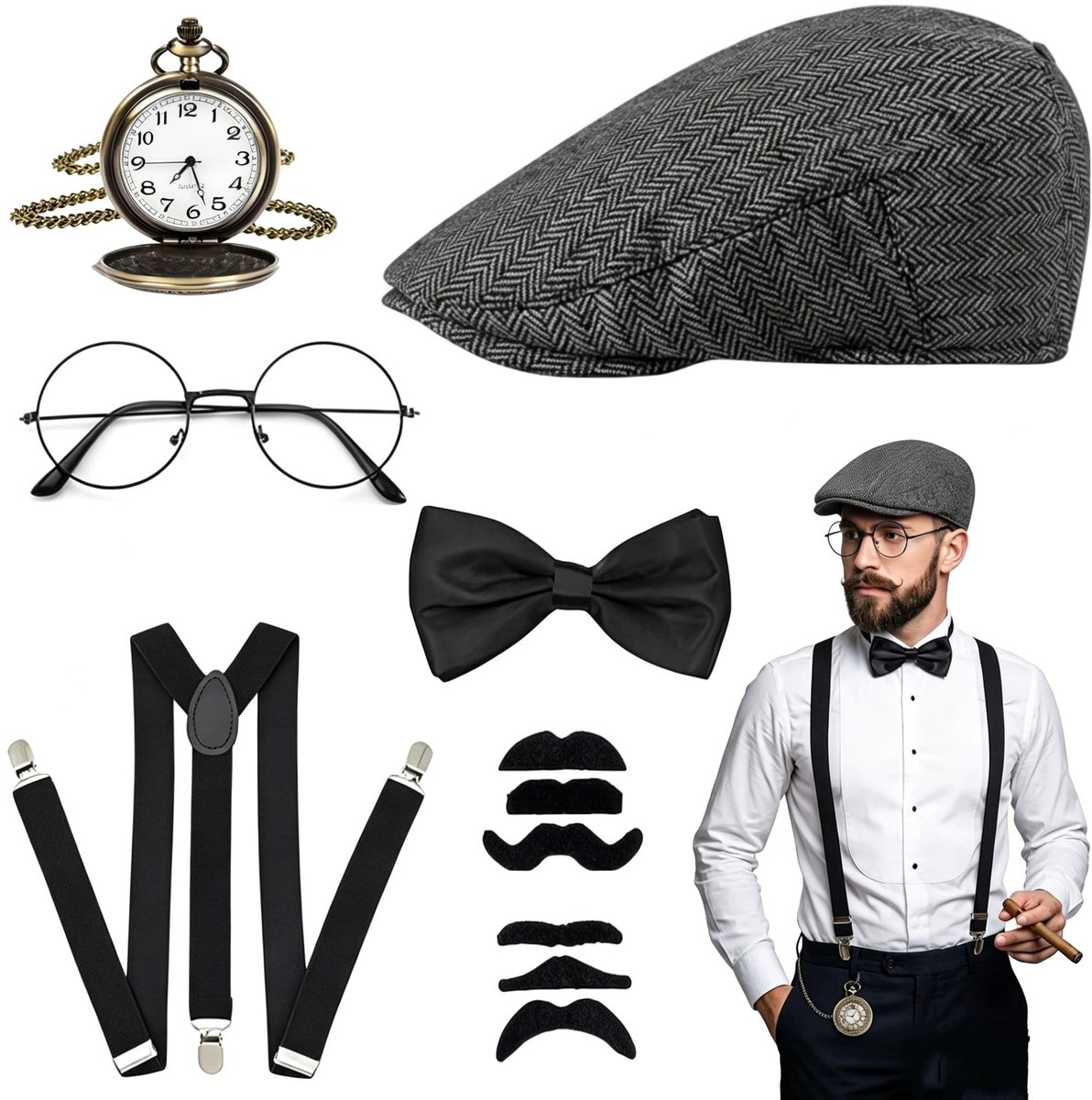 Omgoods - 7-delige 1920s Peaky Blinders Kostuum Set
