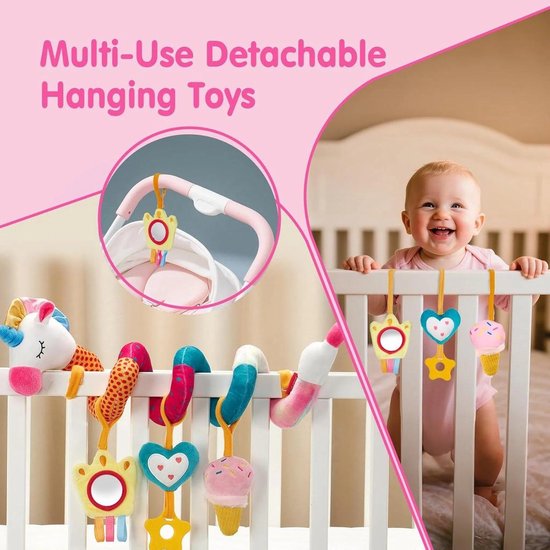 Casalora Box Spiraal Speelgoed Baby - Babybox/Kinderwagen - 0 Jaar voor Autostoelspeeltje Jongen & Meisje - Activiteitenspiraal Knuffel — afbeelding 4