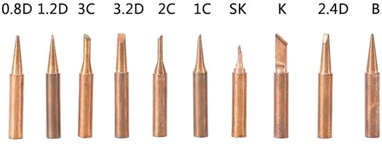 Vervangende Soldertips Set van 10 Stuks, Loodvrij Koper, Geschikt voor Solderen en Lassen, Inclusief Diverse Maten — afbeelding 5