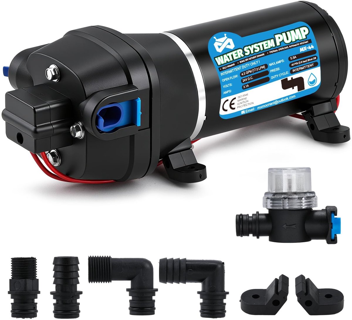 Omgoods - Automatische Waterpomp 24V met 2.8 Bar Druk en 17 L/Min