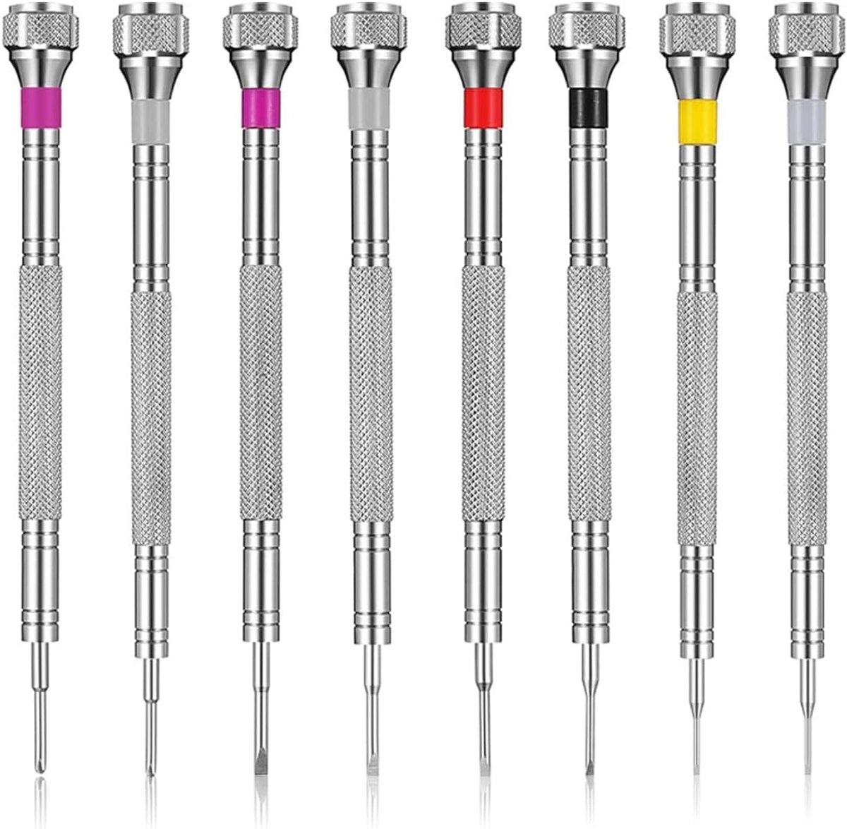 8-delige schroevendraaierset voor horlogemakers met ontmagnetisator, ideaal voor horloge-, brillen- en sieradenreparaties met precisiegereedschap en diverse maten