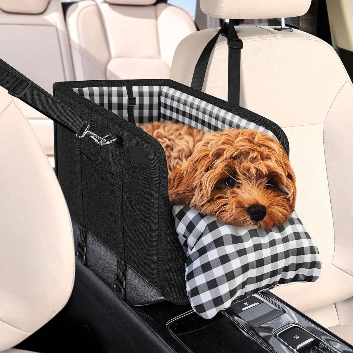 Hondenautostoeltje met Middenconsole en Antislip Veiligheid, Comfortabel en Stevig voor Huisdieren, Ideaal voor Auto-Reizen