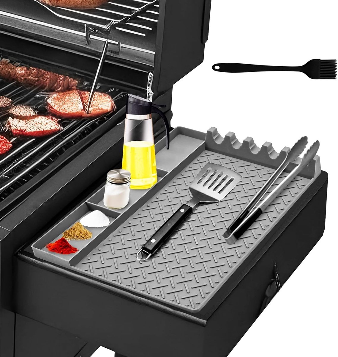 Grillmat - Grijs - 40 x 29 cm - Multifunctionele Siliconen Mat met Antislip Eigenschappen - Voor Barbecue en Keuken