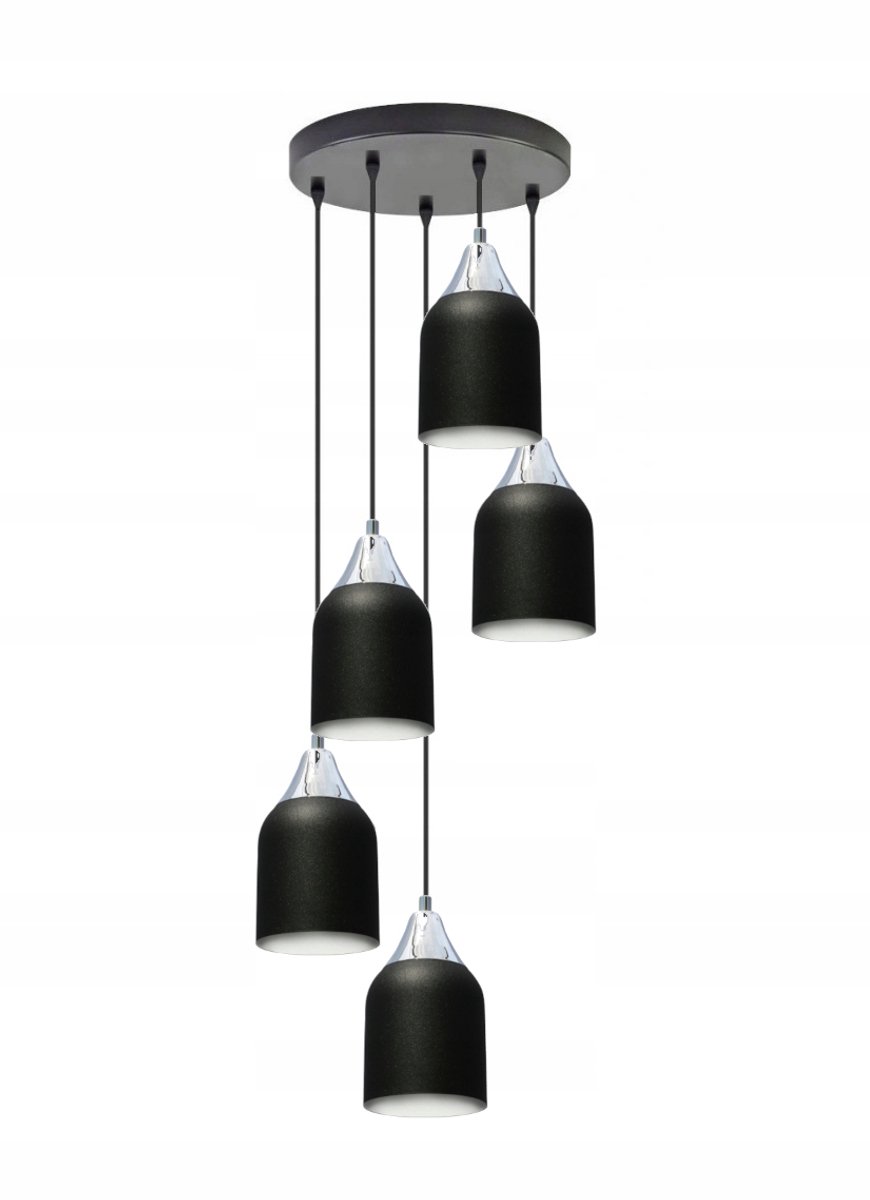 Vera Hanglamp Chroom Zwart - 5xE27 - Verstelbaar